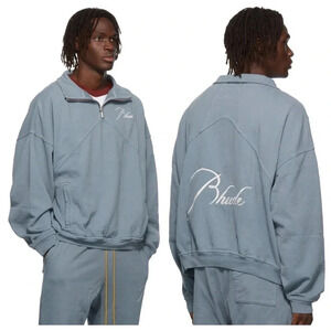 RHUDE Logo Embroidered Quarter-Zip Sweater Sweatshirt